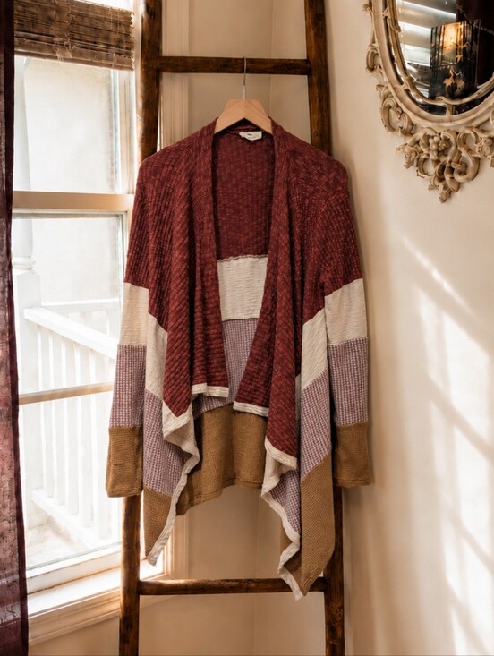 Hummingbird Sweaters - Boho Draped Colorblock Cardigan